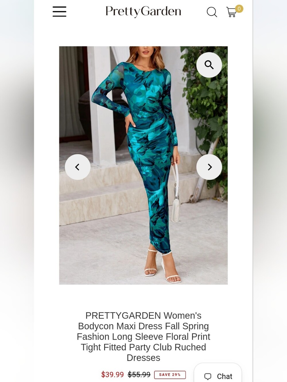 PRETTYGARDEN Women's Bodycon Maxi Dress Fall Spring Fashion Long Sleeve Floral